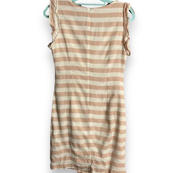 & Merci Striped Faux Wrap Mini Dress Women's Medium Ivory Linen Blend Spring Zip - Picture 3 of 11